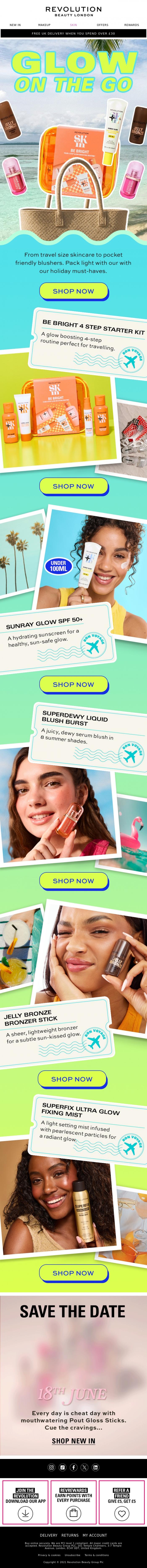 Email Design Inspiration from Revolution Beauty, Jayne, your flight is boarding ✈️️️️