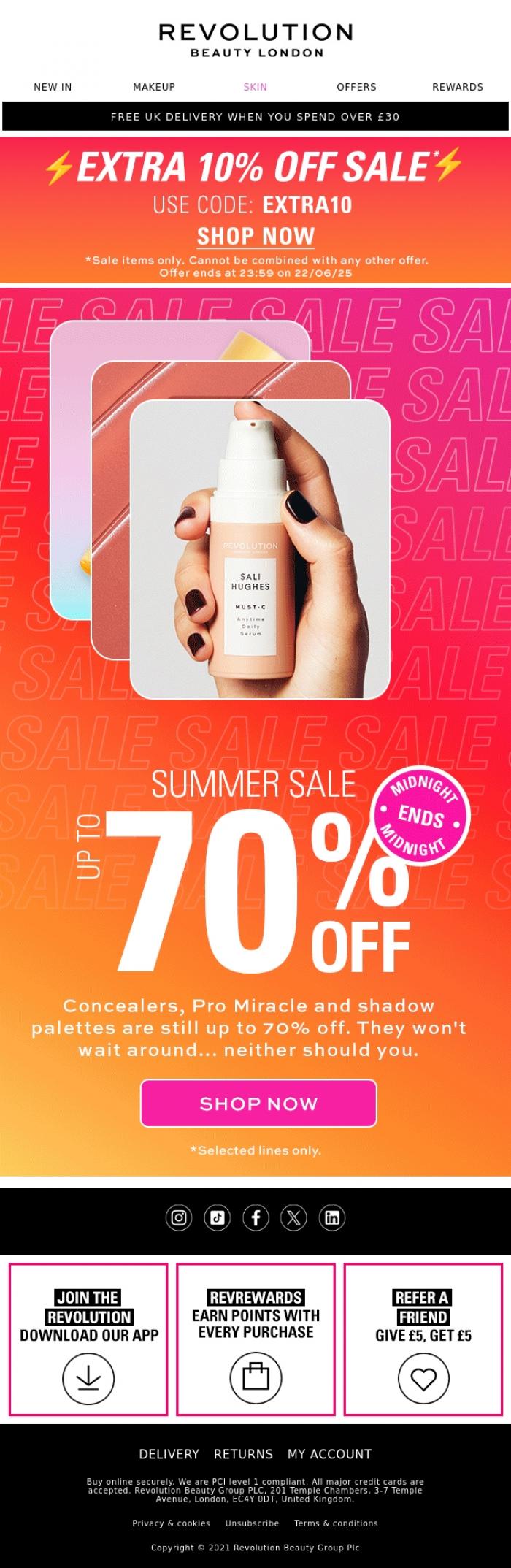 Email Design Inspiration from Revolution Beauty, Act fast 🚨 5 hours to go