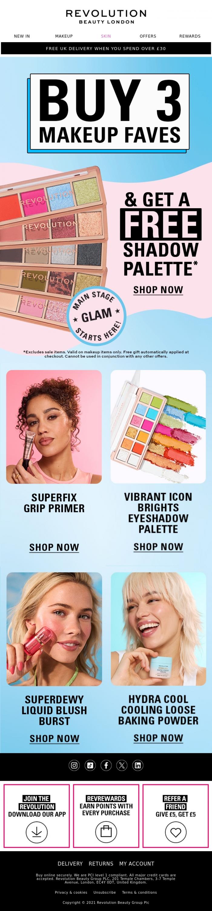 Email Design Inspiration from Revolution Beauty, A makeup gift from us, to you 😉