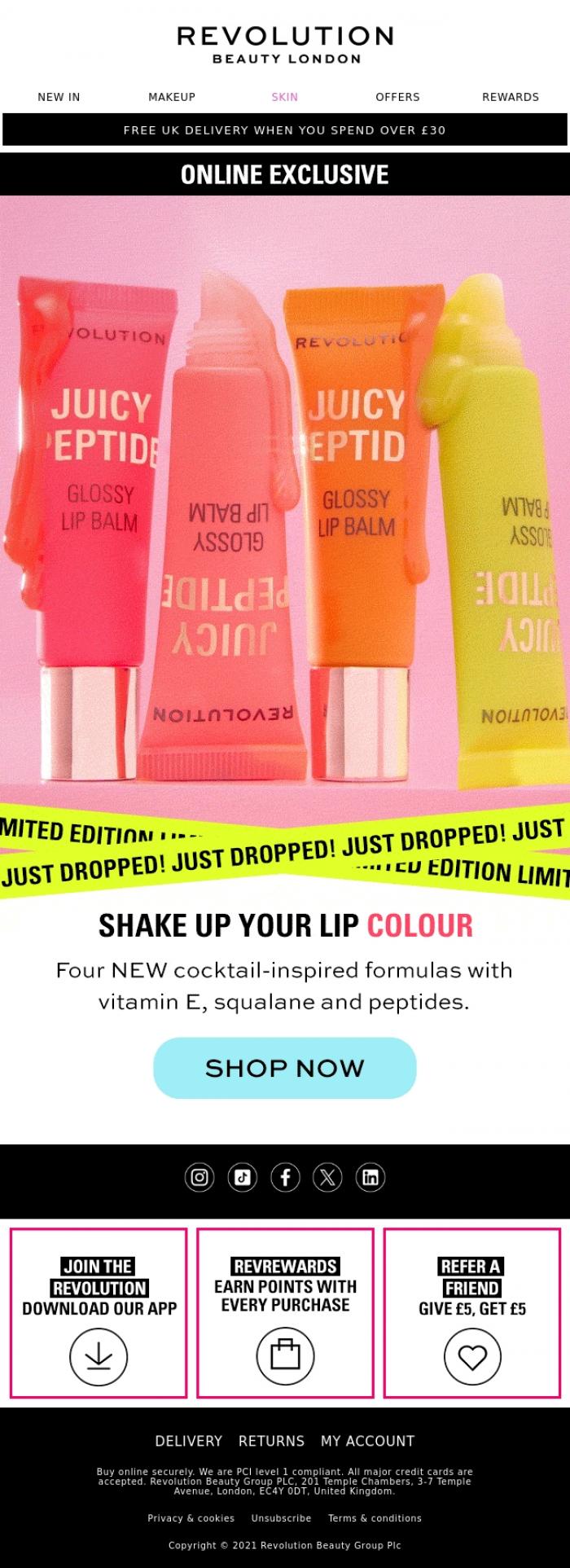 Email Design Inspiration from Revolution Beauty, A summer twist on your fave 🍹