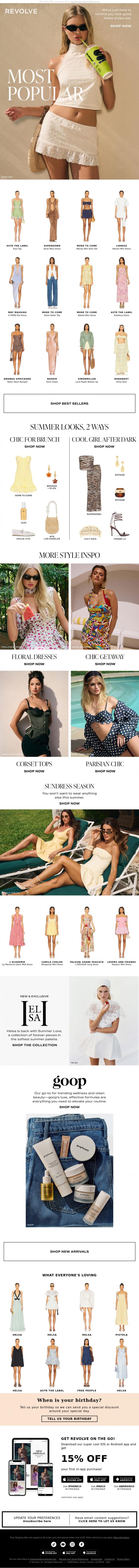 Email Design Inspiration from REVOLVE, This Week's Most Popular Pieces