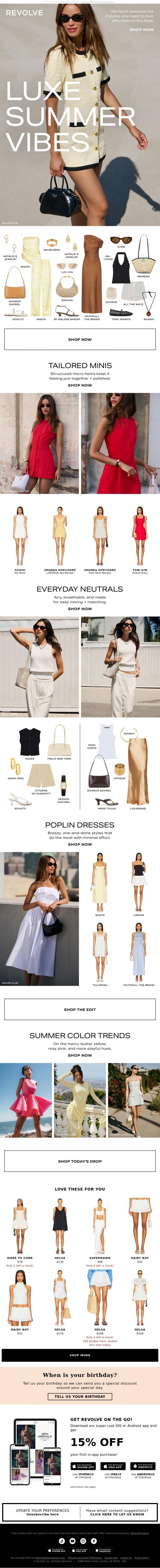 Email Design Inspiration from REVOLVE, 3 Summer Outfits That Look Expensive