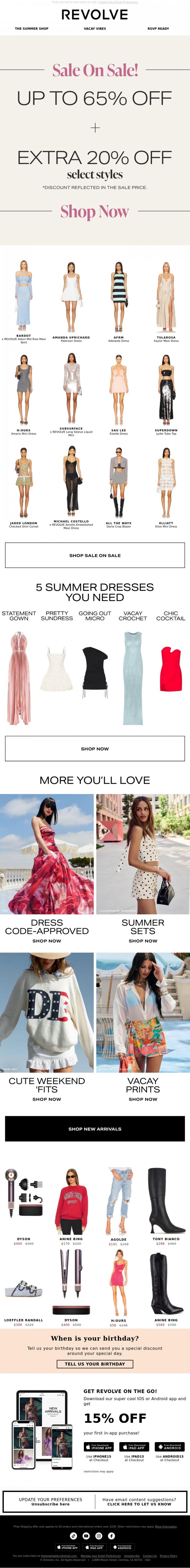 Email Design Inspiration from REVOLVE, HURRY! EXTRA 20% OFF SALE NOW!