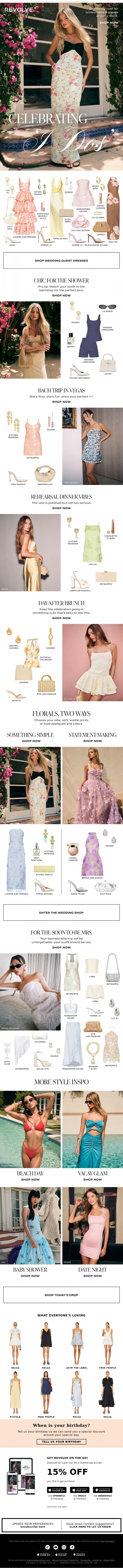 Email Design Inspiration from REVOLVE, Pretty Dresses For Celebrating 'I Do'