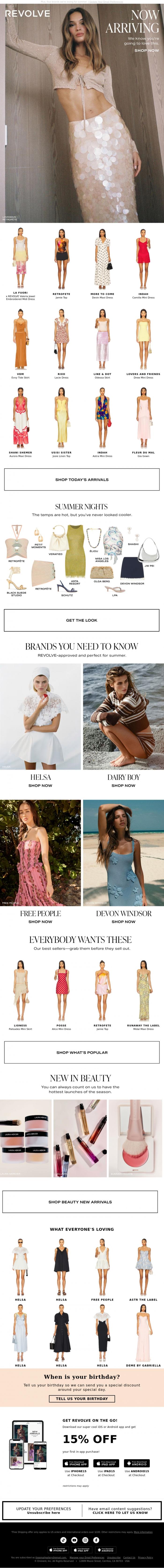 Email Design Inspiration from REVOLVE, Today's Drop Was Made For You