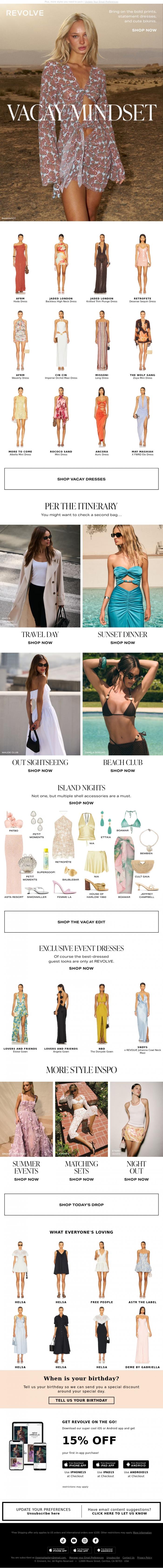 Email Design Inspiration from REVOLVE, Dresses To Plan Your Vacay Around