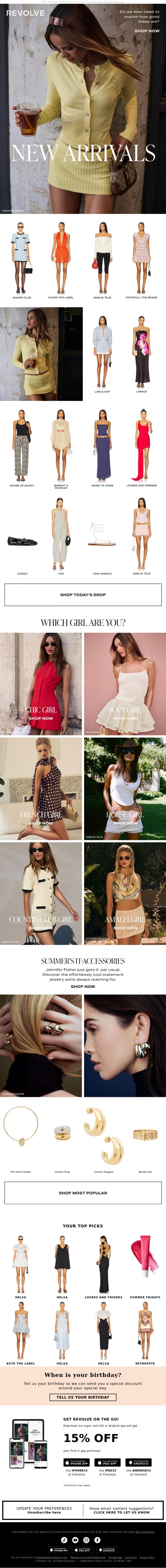 Email Design Inspiration from REVOLVE, New From Frankies Bikinis, Amelie Teje & More