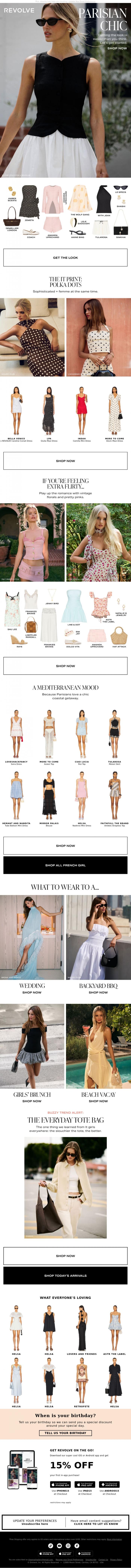Email Design Inspiration from REVOLVE, The French Girl Drop Is Here!