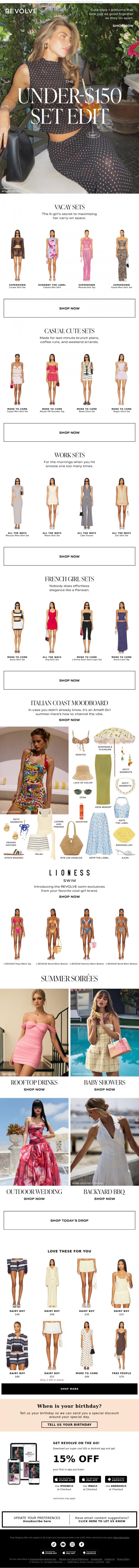 Email Design Inspiration from REVOLVE, That Cute Set You Love? It's Under $150