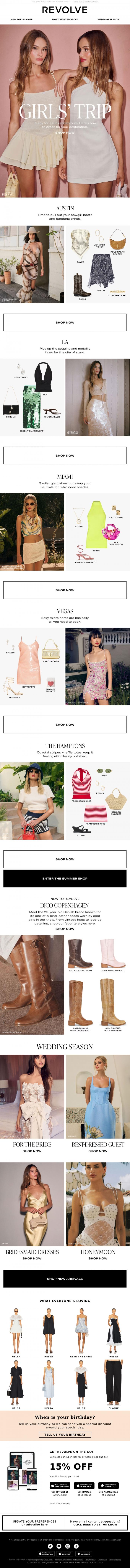 Email Design Inspiration from REVOLVE, POV: You're Invited On A Girls' Trip