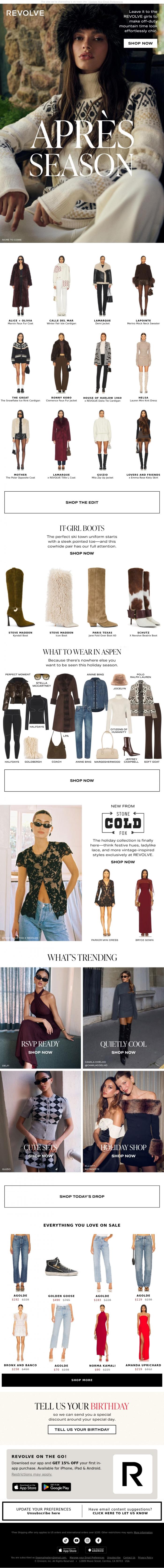 Email Design Inspiration from REVOLVE, POV: It's Apr&egrave;s Season