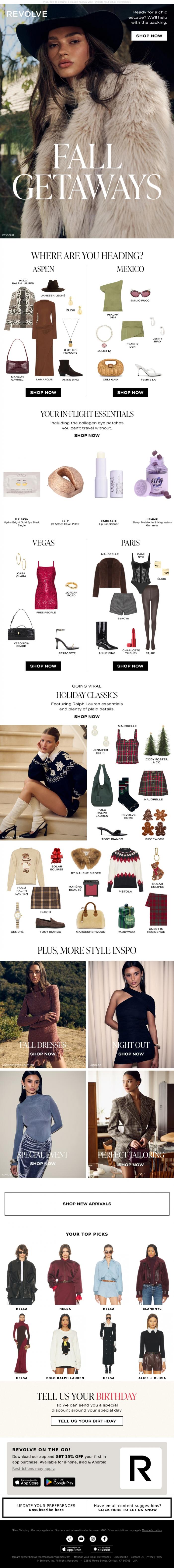 Email Design Inspiration from REVOLVE, You Deserve A Chic Getaway