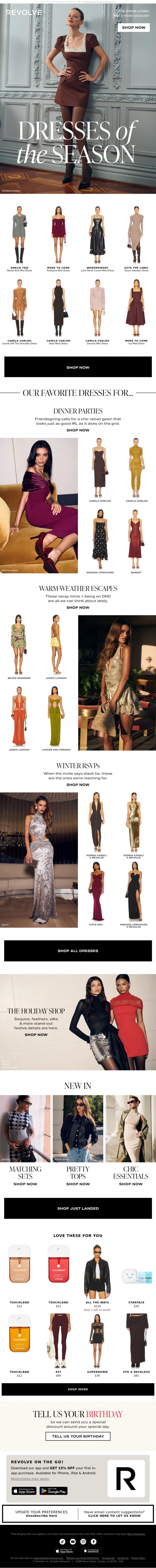 Email Design Inspiration from REVOLVE, We Found The Perfect Thanksgiving Dress