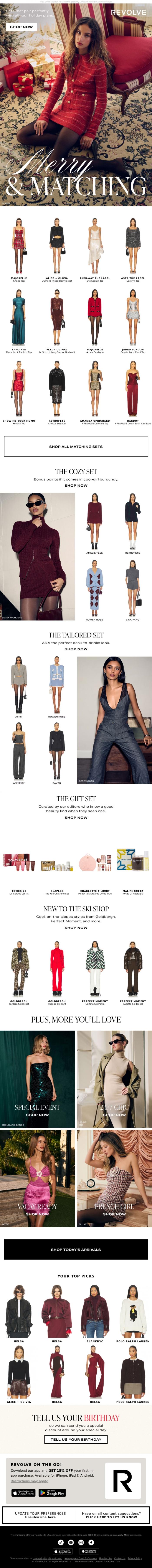 Email Design Inspiration from REVOLVE, OMG THIS MATCHING SET!