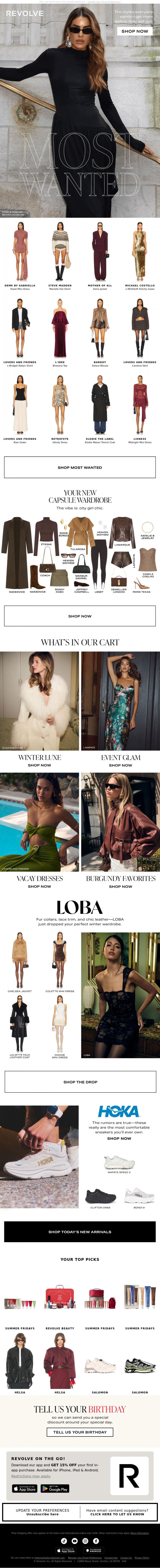Email Design Inspiration from REVOLVE, The Only Black Dress You Need