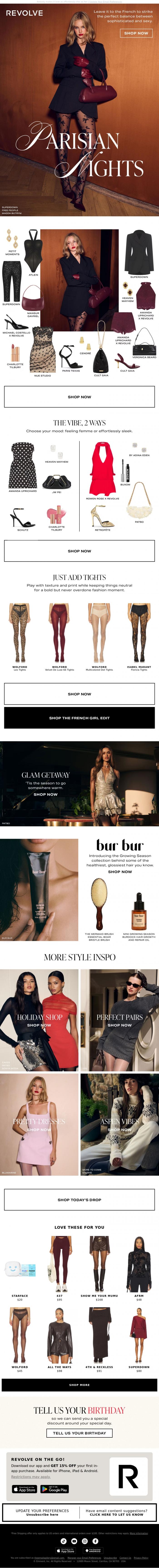 Email Design Inspiration from REVOLVE, A French Girl Walks Into A Bar...