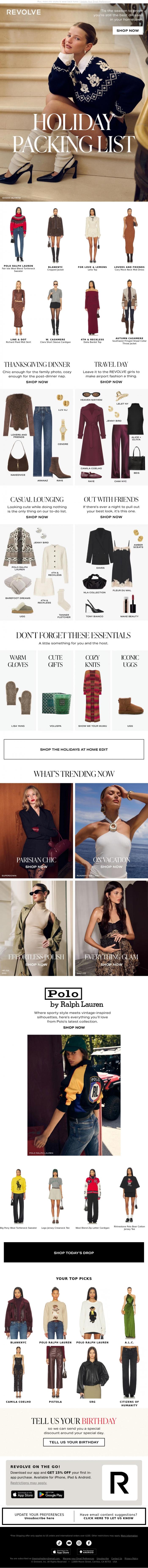 Email Design Inspiration from REVOLVE, You Need A Cute Thanksgiving Look