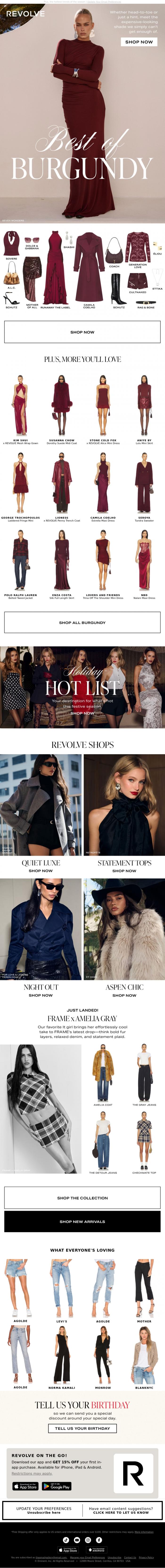 Email Design Inspiration from REVOLVE, Does It Come In Burgundy?