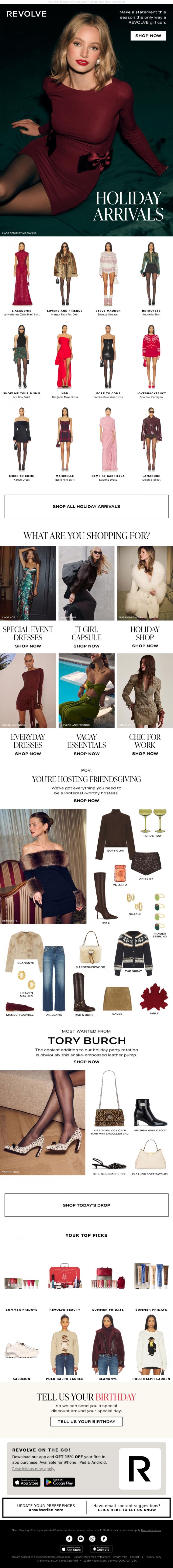 Email Design Inspiration from REVOLVE, (1) New Arrival Reminder