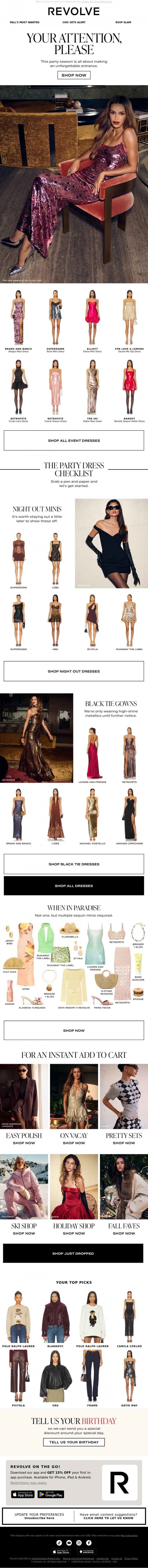 Email Design Inspiration from REVOLVE, YOUR ATTENTION, PLEASE