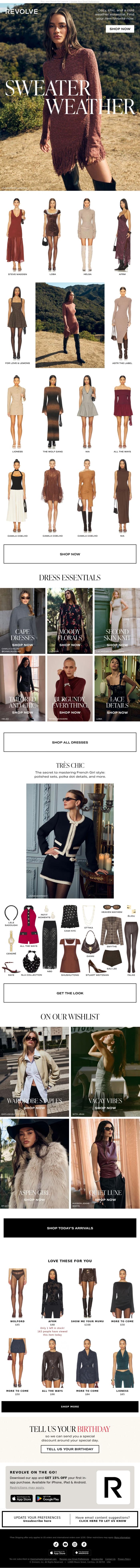 Email Design Inspiration from REVOLVE, We Found Your Favorite Sweater Dress