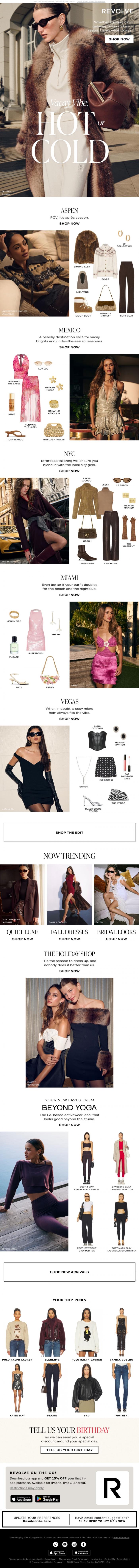 Email Design Inspiration from REVOLVE, Your Upcoming Holiday Trip