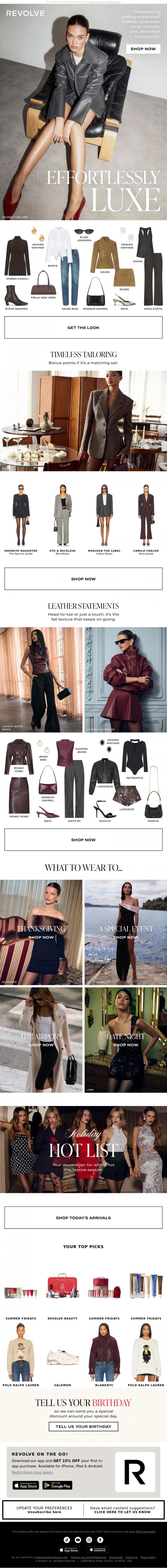 Email Design Inspiration from REVOLVE, The Leather Jacket Spotted On Every Luxe Girl