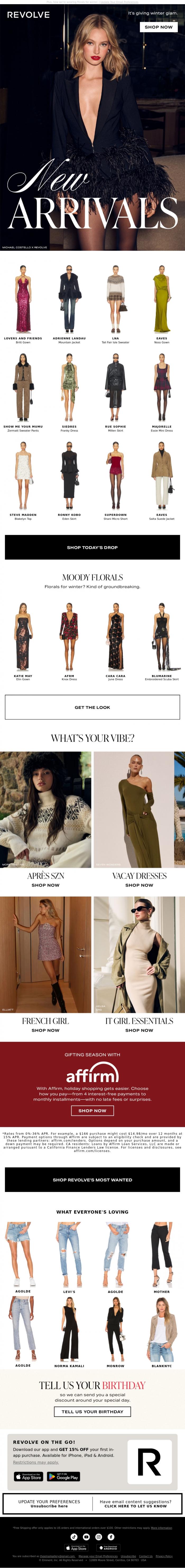 Email Design Inspiration from REVOLVE, Your New Party Look Just Dropped