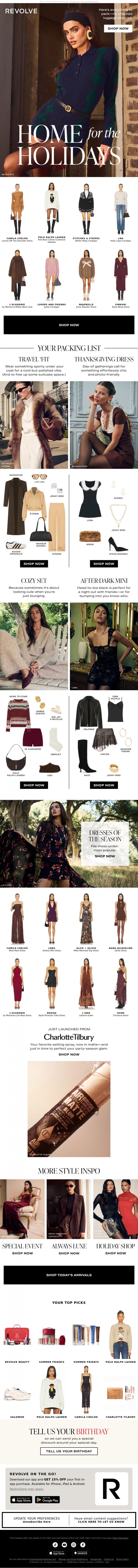 Email Design Inspiration from REVOLVE, The Matching Set To Wear This Thanksgiving