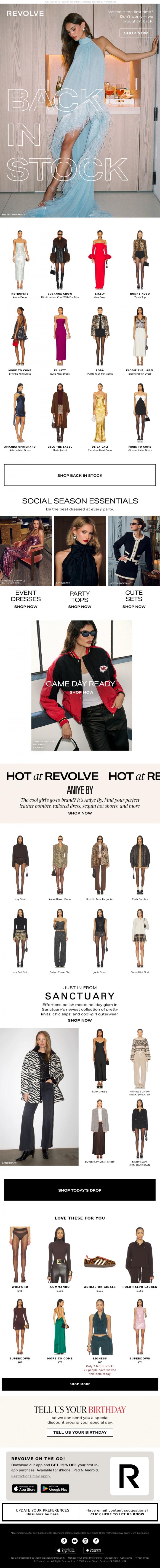 Email Design Inspiration from REVOLVE, THAT Dress Is Back In Stock