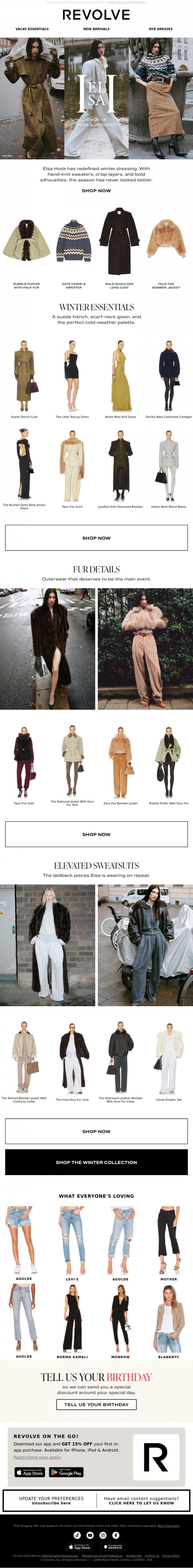 Email Design Inspiration from REVOLVE, HELSA'S NEW DROP IS HERE