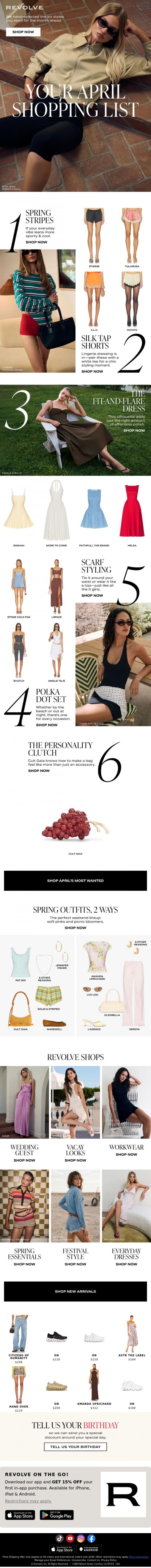 Email Design Inspiration from REVOLVE, Hot Right Now: Polka Dot Sets, Scarf Styling & More 🔥