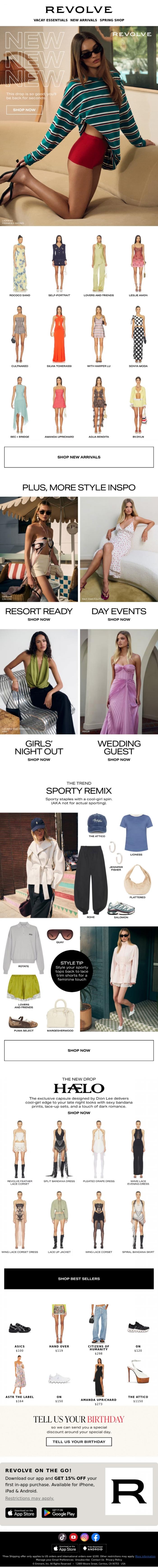 Email Design Inspiration from REVOLVE, ALL THINGS NEW
