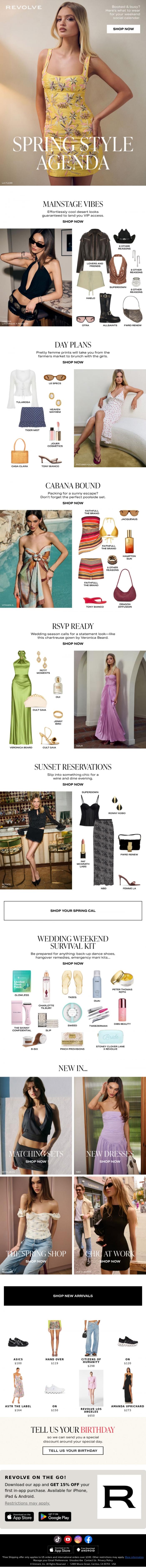 Email Design Inspiration from REVOLVE, Cute Outfit Inspo For Spring Weekends
