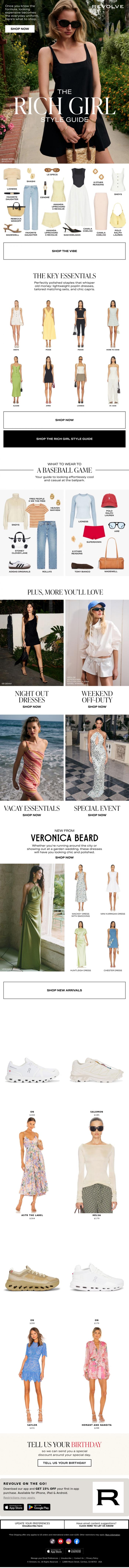 Email Design Inspiration from REVOLVE, Today's Moodboard: Rich Girl Vibes