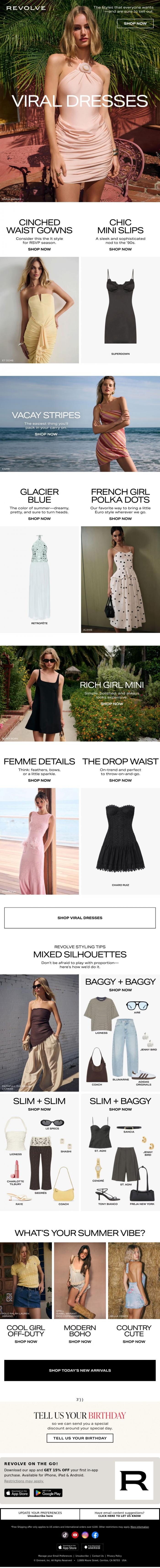 Email Design Inspiration from REVOLVE, DRESSES GOING VIRAL