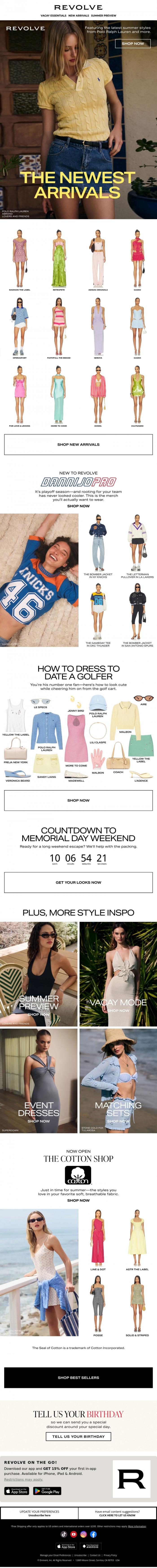 Email Design Inspiration from REVOLVE, NEW! NEW! NEW!