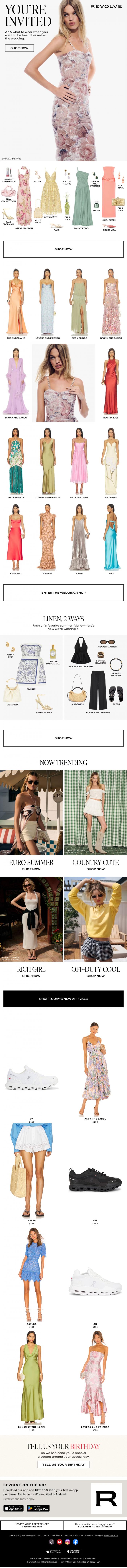 Email Design Inspiration from REVOLVE, Re: Your Invitation