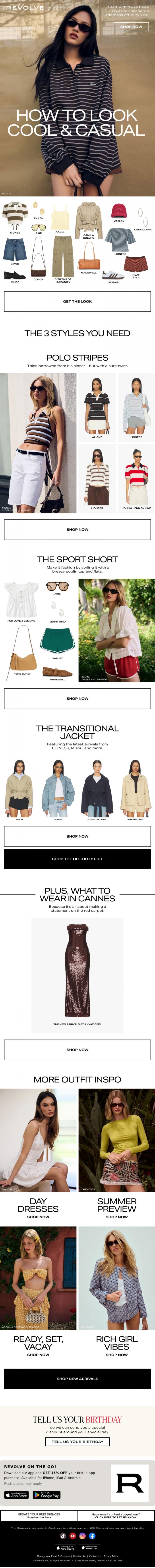 Email Design Inspiration from REVOLVE, The Cool Girl's 3 Closet Essentials