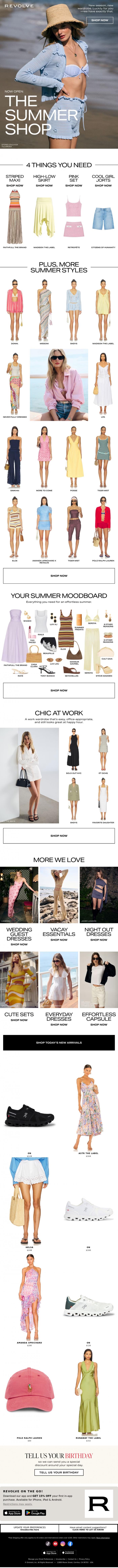 Email Design Inspiration from REVOLVE, THE SUMMER SHOP IS OPEN ☀️  