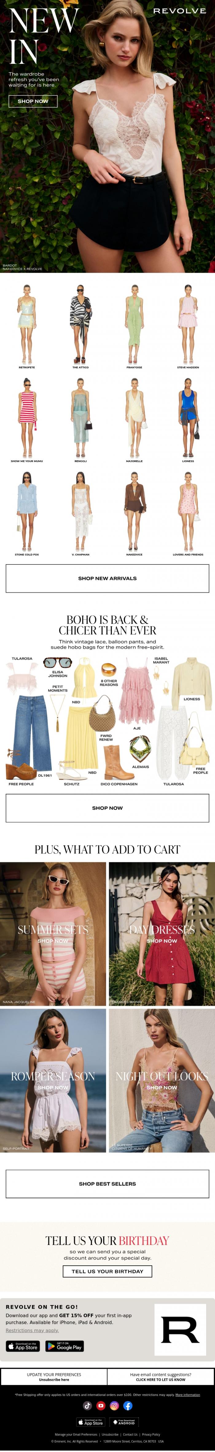 Email Design Inspiration from REVOLVE, Our Best New Arrivals Yet