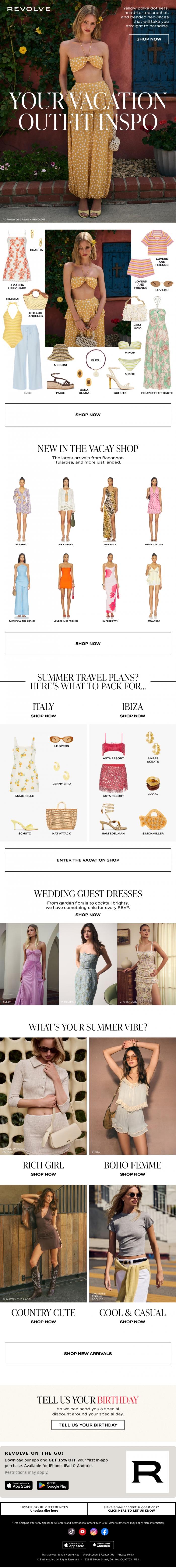 Email Design Inspiration from REVOLVE, The Polka Dot Vacay Set Everyone Is Packing