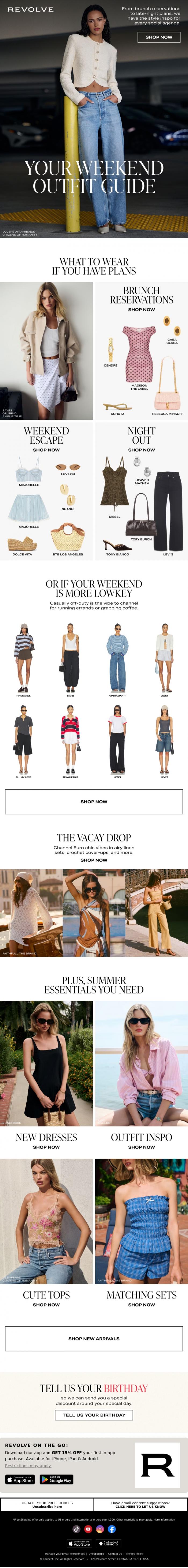 Email Design Inspiration from REVOLVE, What To Wear For Weekend Plans