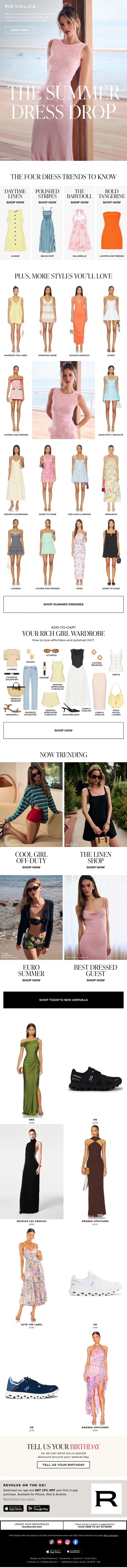 Email Design Inspiration from REVOLVE, The Summer Dress Drop Is Here!