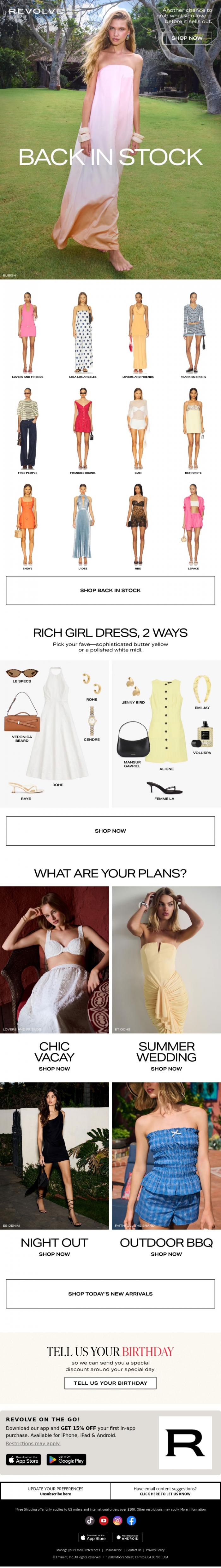 Email Design Inspiration from REVOLVE, We Brought This Back Just For You ❤️ 