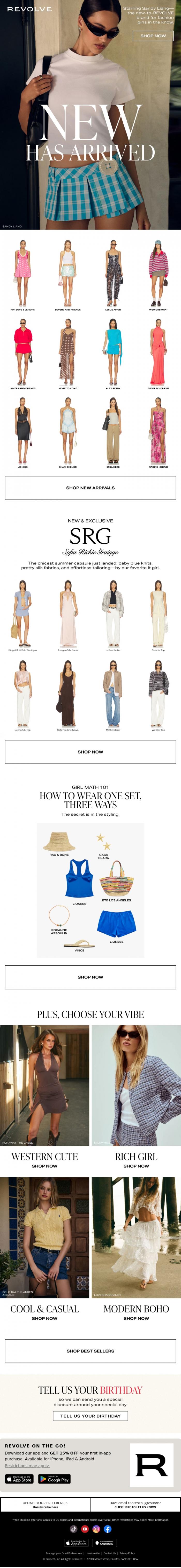 Email Design Inspiration from REVOLVE, New Drop Alert: Sandy Liang, LIONESS & More