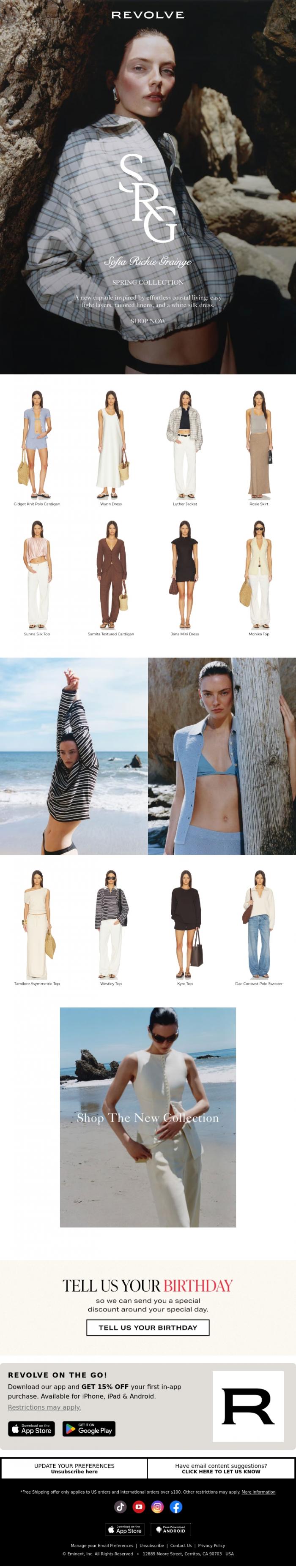 Email Design Inspiration from REVOLVE, New From SRG By Sofia Richie Grainge