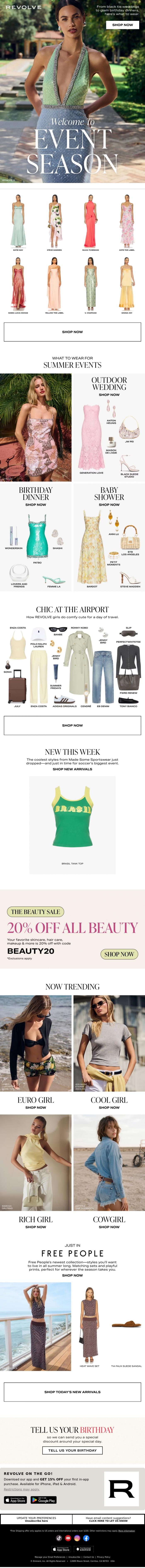 Email Design Inspiration from REVOLVE, The Dress To Wear To Your Next Summer Event