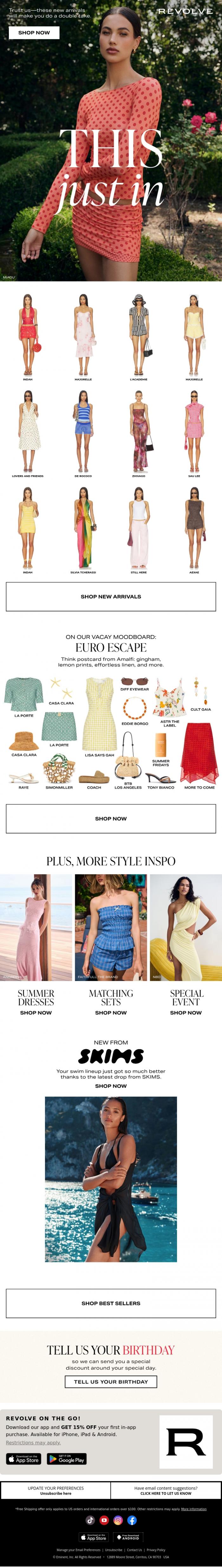 Email Design Inspiration from REVOLVE, Hot New Arrivals Just Landed 🔥  