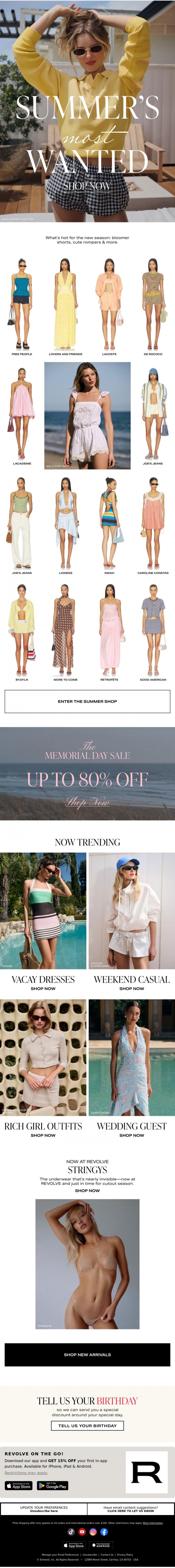 Email Design Inspiration from REVOLVE, What's New In The Summer Shop
